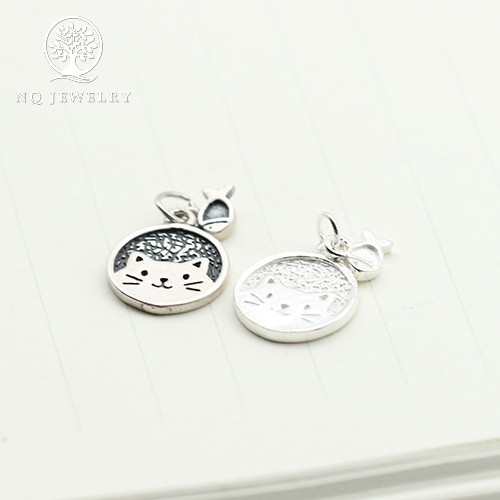 Mặt dây chuyền hình mèo và cá treo - NQ Jewelry