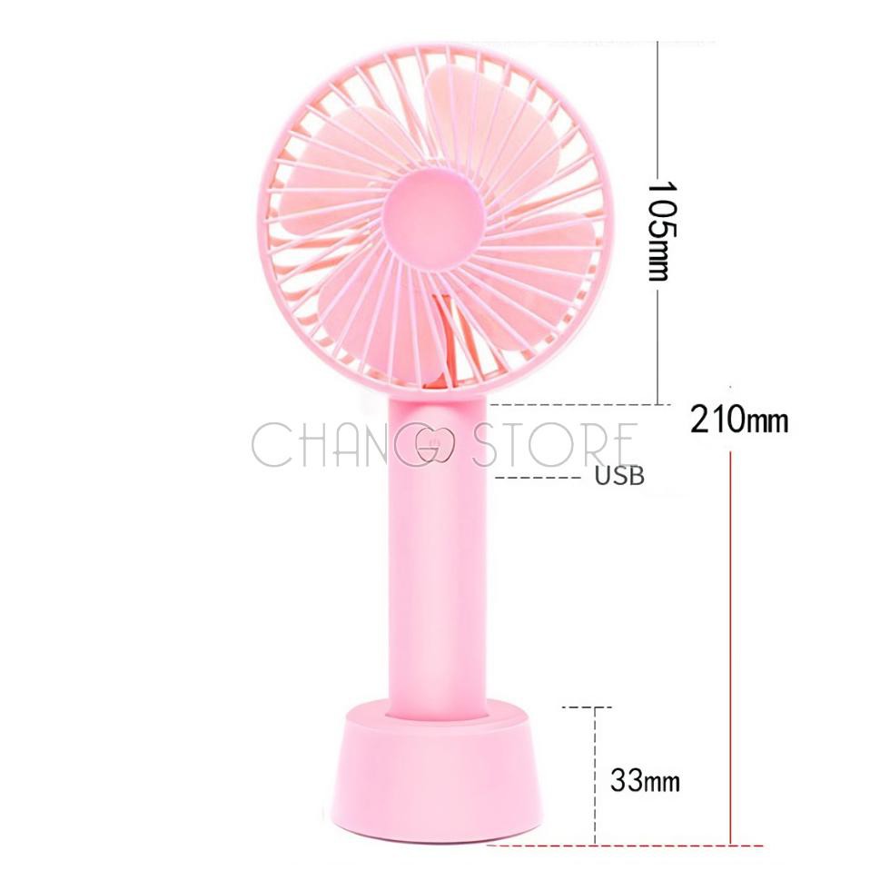 Quạt Cầm Tay Pin Sạc 4 Cánh 3 Tốc Độ Gió Có Đế Để Bàn, Quạt Để Bàn Pin Sạc USB Tiện Lợi | BigBuy360 - bigbuy360.vn