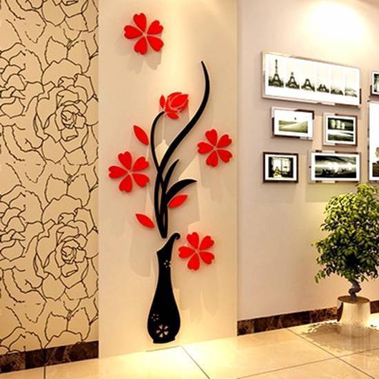 Miếng Dán Tường Trang Trí Giáng Sinh Hình Lọ Hoa Mận 4D Sáng Tạo Chất Lượng Cao