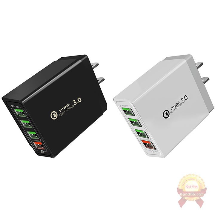 [BH 12 tháng] Củ sạc nhanh QC3.0 Baixas 4 cổng USB ra điện Quick charge 25W Max 12V 9V 5V 1.5A 1.8A 5.5A