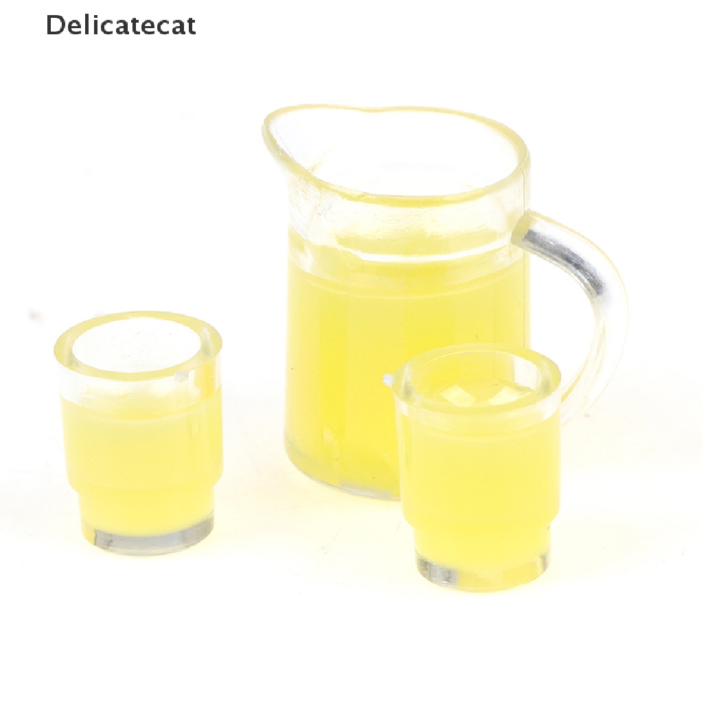 Bộ 3 Bình Nước Ép Trái Cây mini Tỉ Lệ 1: 12 Kèm 2 Cốc Cho Nhà Búp Bê