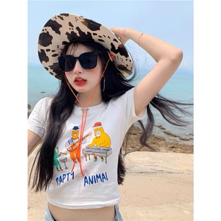 Áo borip in hình anymal đánh đàn croptop siêu cute TTSA1139