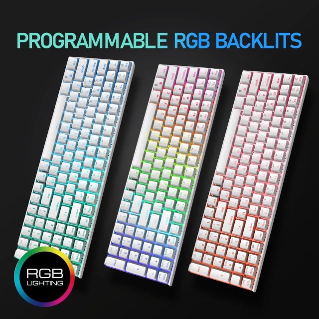 HOTSWAP RK100 RGB - Bàn phím cơ RK ROYAL KLUDGE RK100 2.4G không dây / Bluetooth / có dây RGB, 100 phím