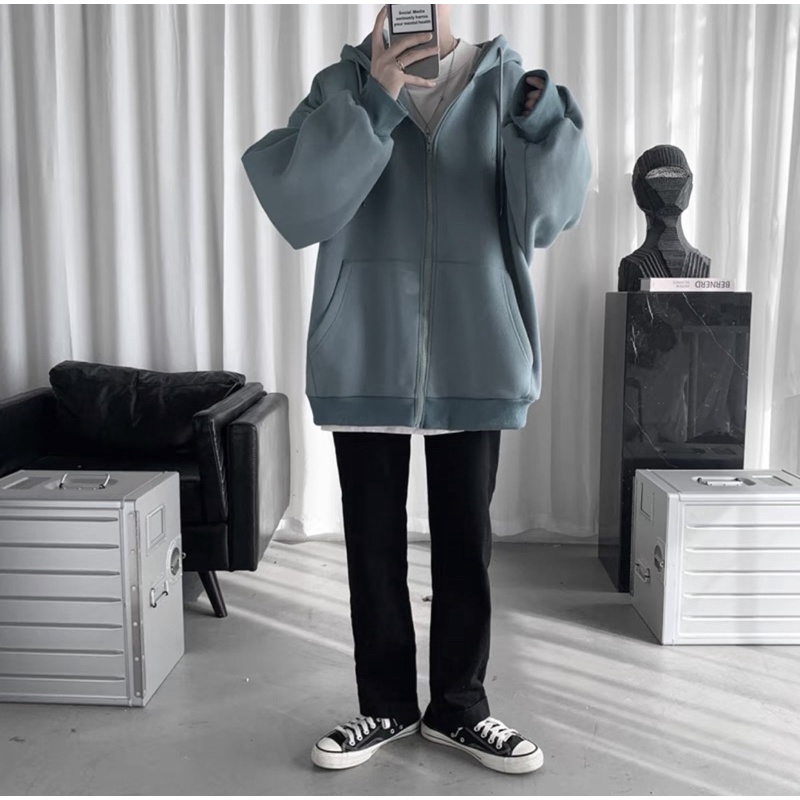 áo khoác dây kéo hình thiêu WASHON