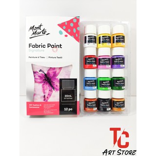Màu vẽ vải Mont Marte bộ 12 màu Fabric Paint - Hũ 12ml