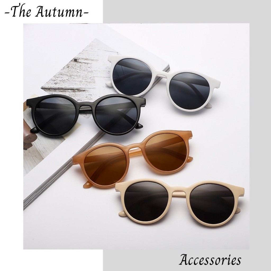 Kính râm nhiều màu gọng tròn mắt mèo chống tia UV phong cách thời trang cho nam và nữ - The Autumn Accessories