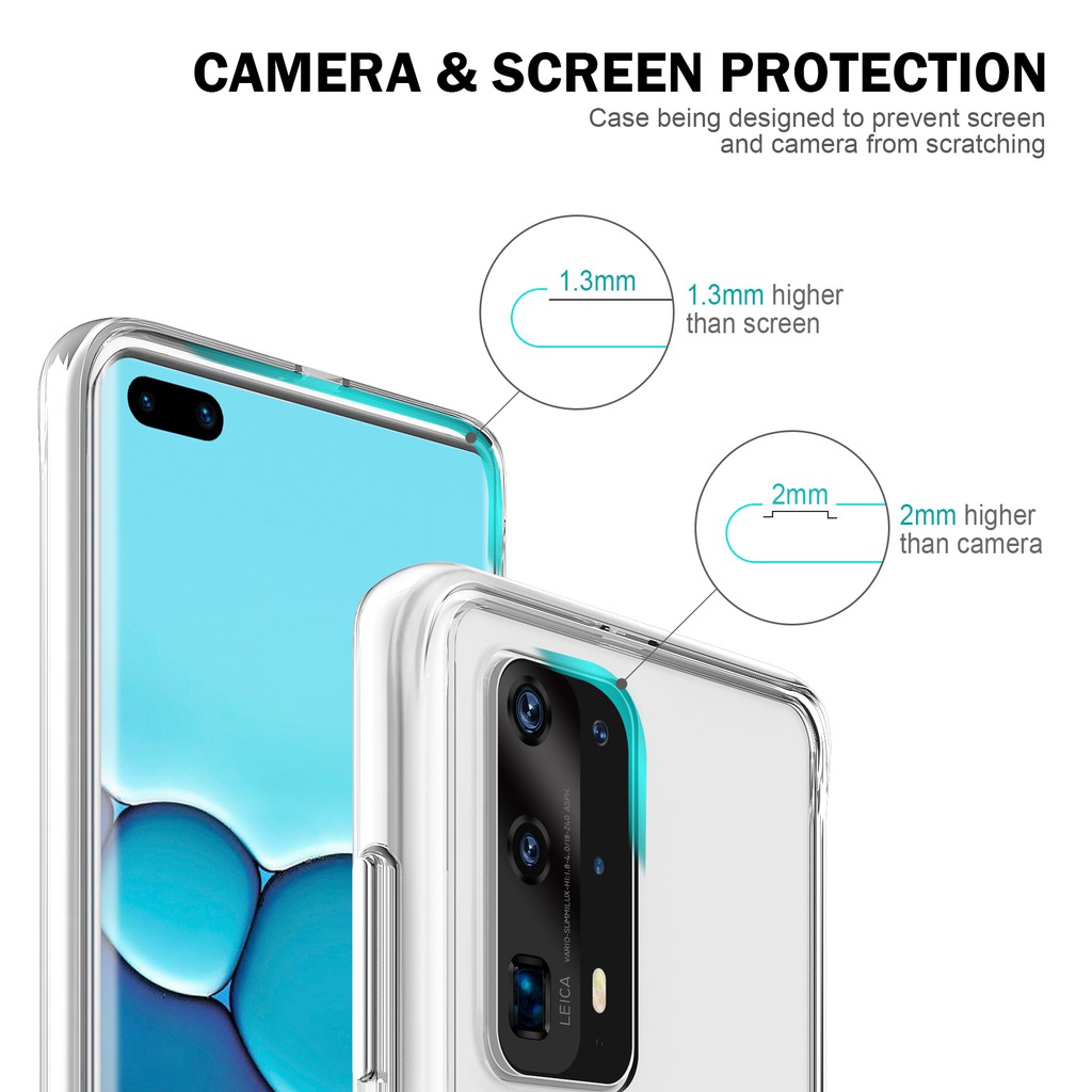 Ốp Điện Thoại Acrylic Trong Suốt Chống Sốc Cho Huawei P20 P30 P40 P50 Mate 40 Pro Lite