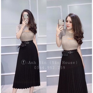 Chân váy lyns - váy xếp kèm đai nhiều màu - ms09
