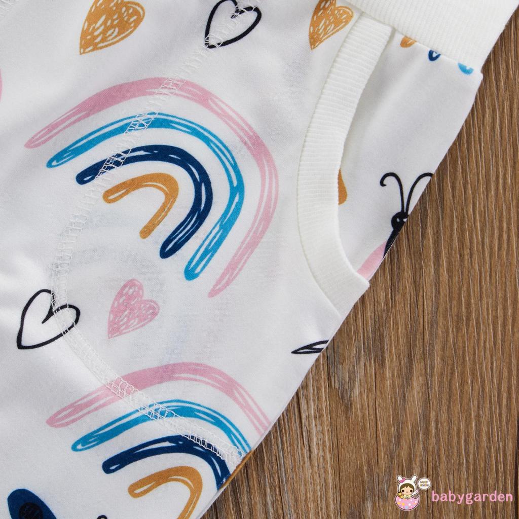 Set áo hoodie + quần dài lưng cao co giãn họa tiết cầu vồng cho bé