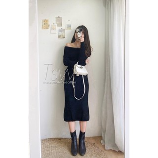 Chân váy len đũa dài xẻ sau