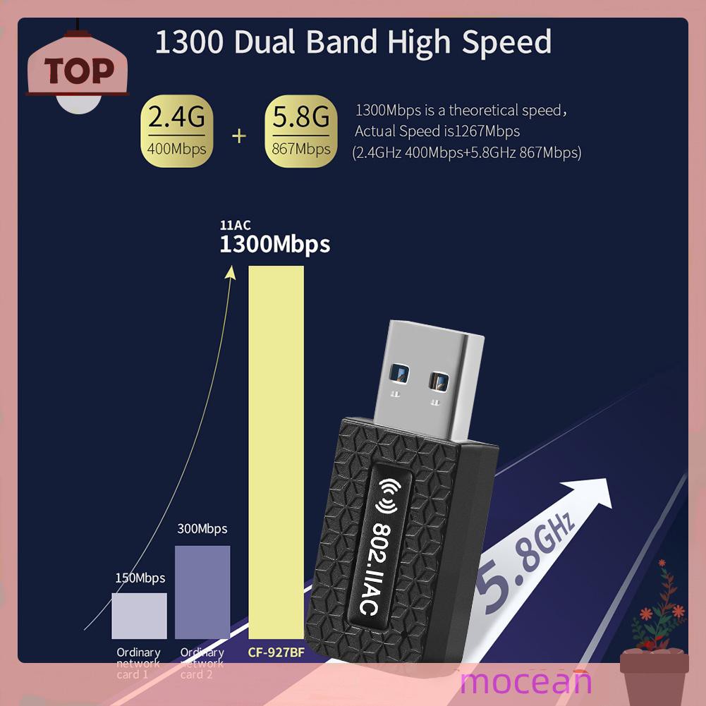 Usb 3.0 Wifi Dongle 1300m 2.4 + 5.8g Băng Tần Kép Mocean | BigBuy360 - bigbuy360.vn