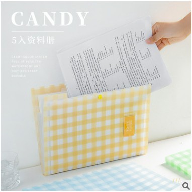 TÚI ĐỰNG TÀI LIỆU, kẹp lá chia ngăn đựng tài liệu, bài kiểm tra, file A4 5 ngăn kẻ caro màu ngọt ngào