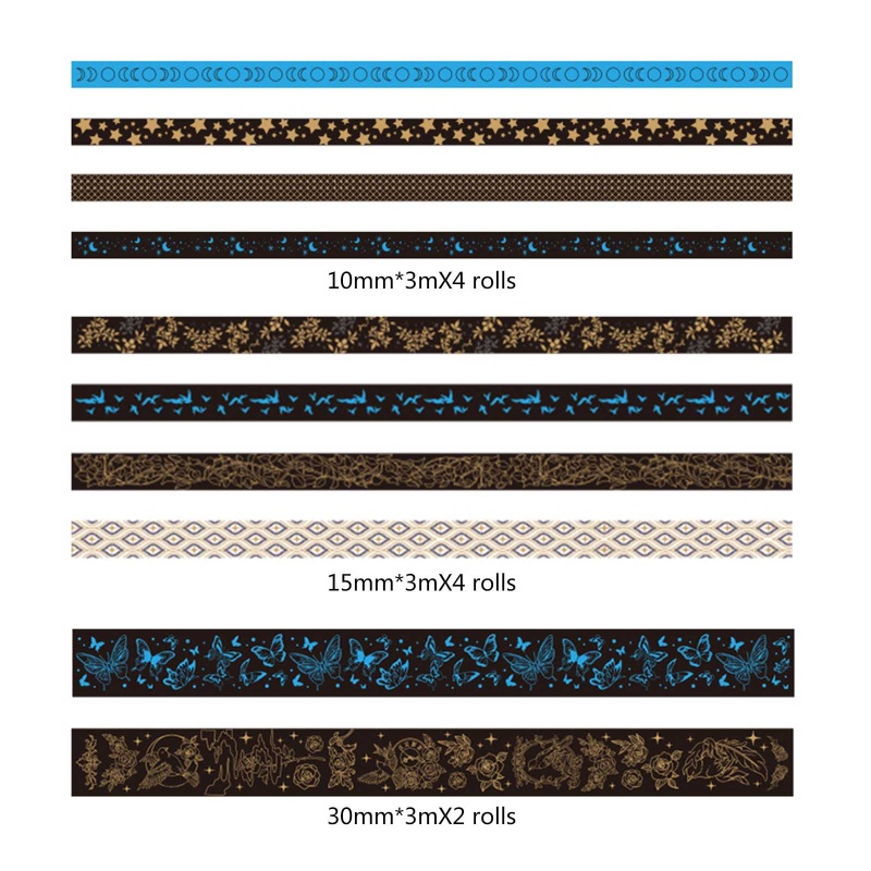 Bộ 10 Cuộn Băng Dính Washi Dùng Trang Trí Sổ Tay DIY