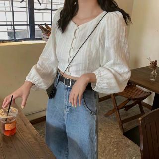 (SẴN) Áo sơ mi croptop tay dài S11