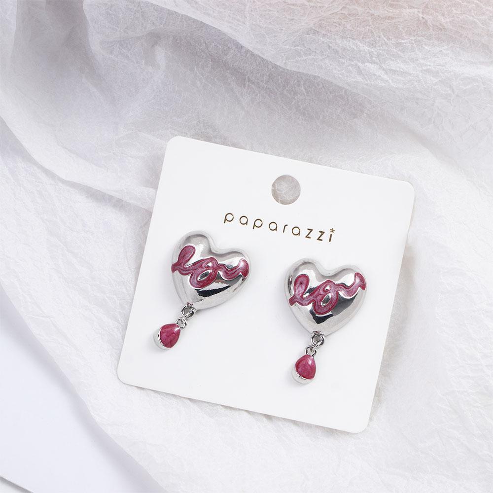 Bông Tai VANES1 Trái Tim Màu Hồng Ngọt Ngào Thanh Lịch Phong Cách Hàn Quốc