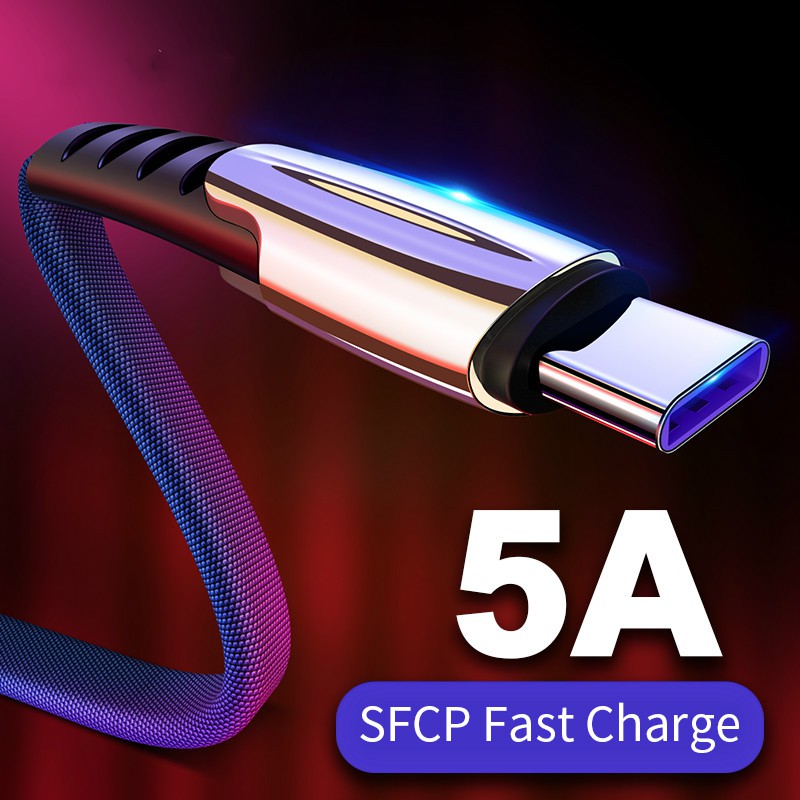 Cáp sạc nhanh 5A giao diện micro USB/Type-C/Lightning