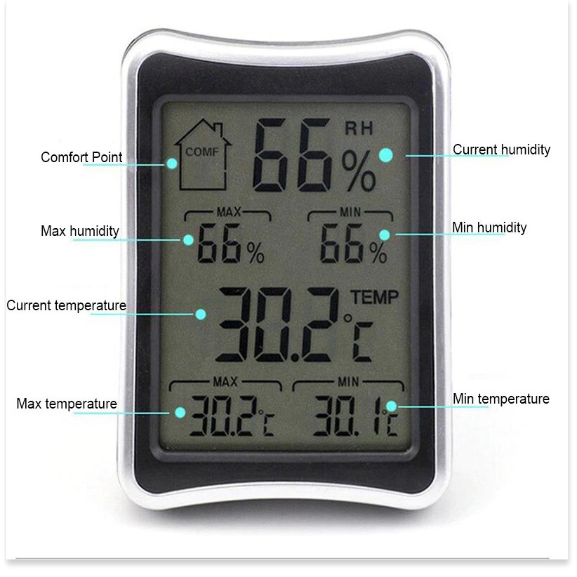 Máy đo độ ẩm  GIÁ VỐN  Máy Đo Nhiệt Độ Độ Ẩm Không Khí Trong Phòng và tích hợp đồng hồ giờ điện tử 3361
