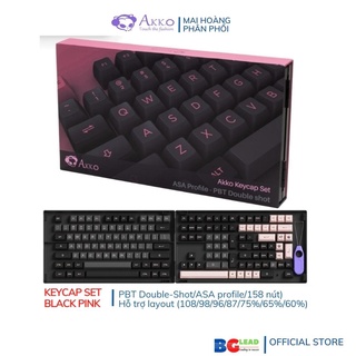[Chính hãng] Bộ keycaps bàn phím cơ AKKO Keycap set - Black Pink (PBT Double-Shot Cherry|ASA profile) - Mai Hoàng PP