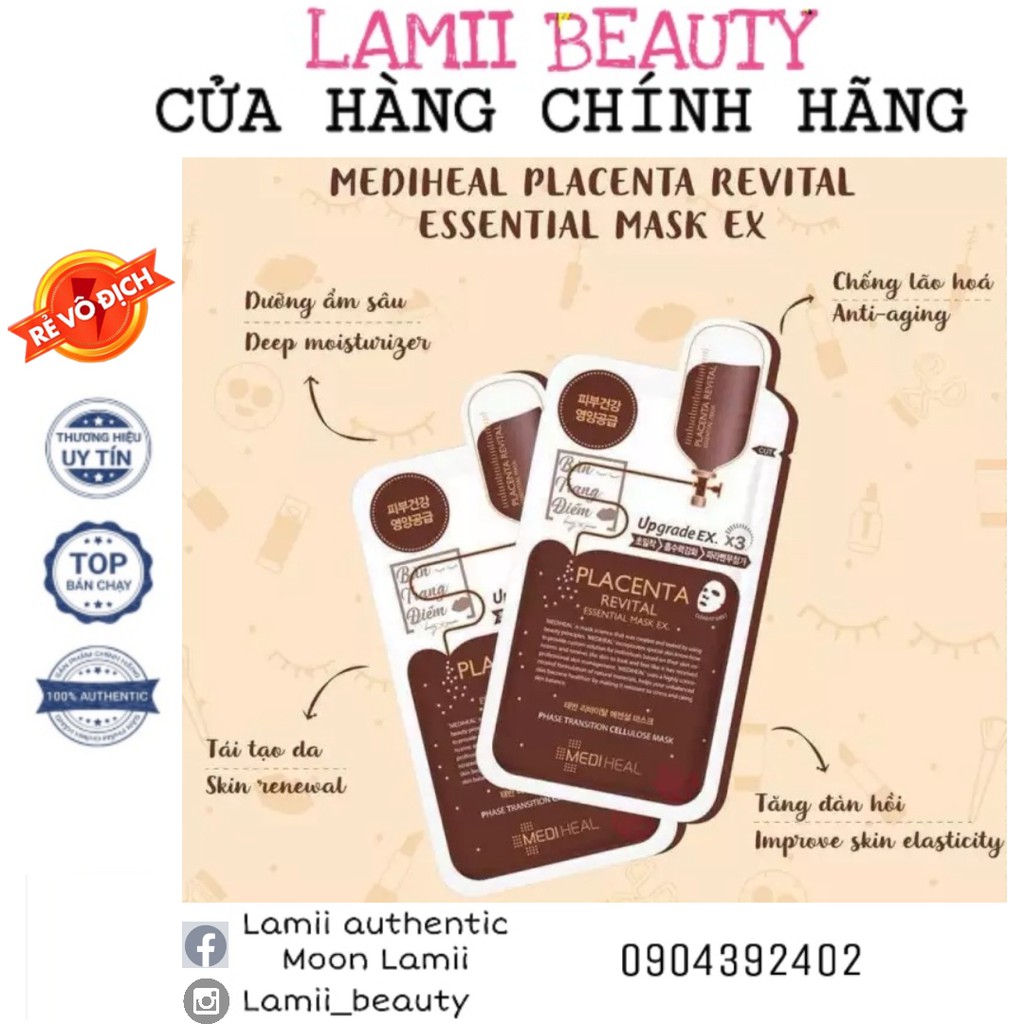 Mặt Nạ Mediheal Placenta Revital Essential Mask chiết xuất từ nhau thai cừu