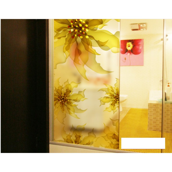 Decal Dán Kính Cao Cấp - Hoa Thủy Tinh Vàng ( 60x116 )