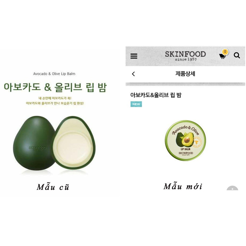 Son dưỡng bơ olive Skinfood Avocado & Olive Lip Balm