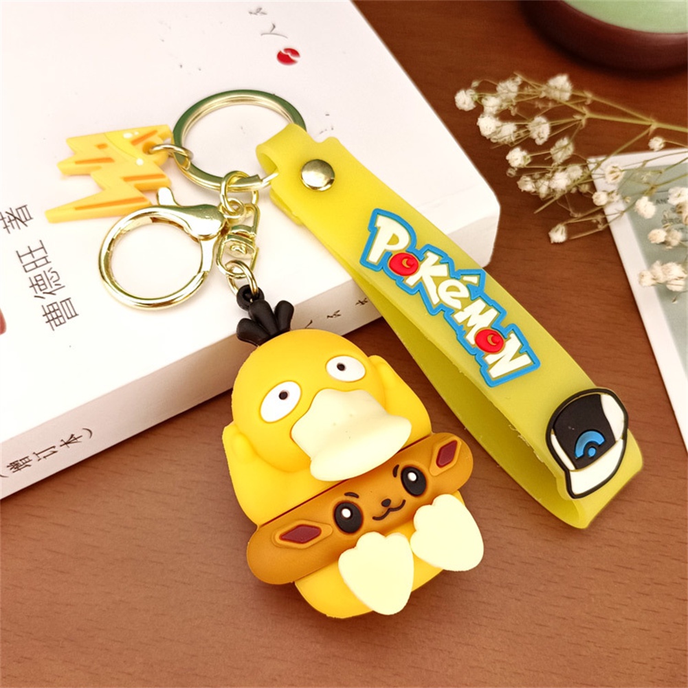 2022 New Psyduck phim hoạt hình phim hoạt hình Pokémon lên đến vịt Keychain Net Màu Đỏ sáu món quà nhỏ móc chìa khóa xe