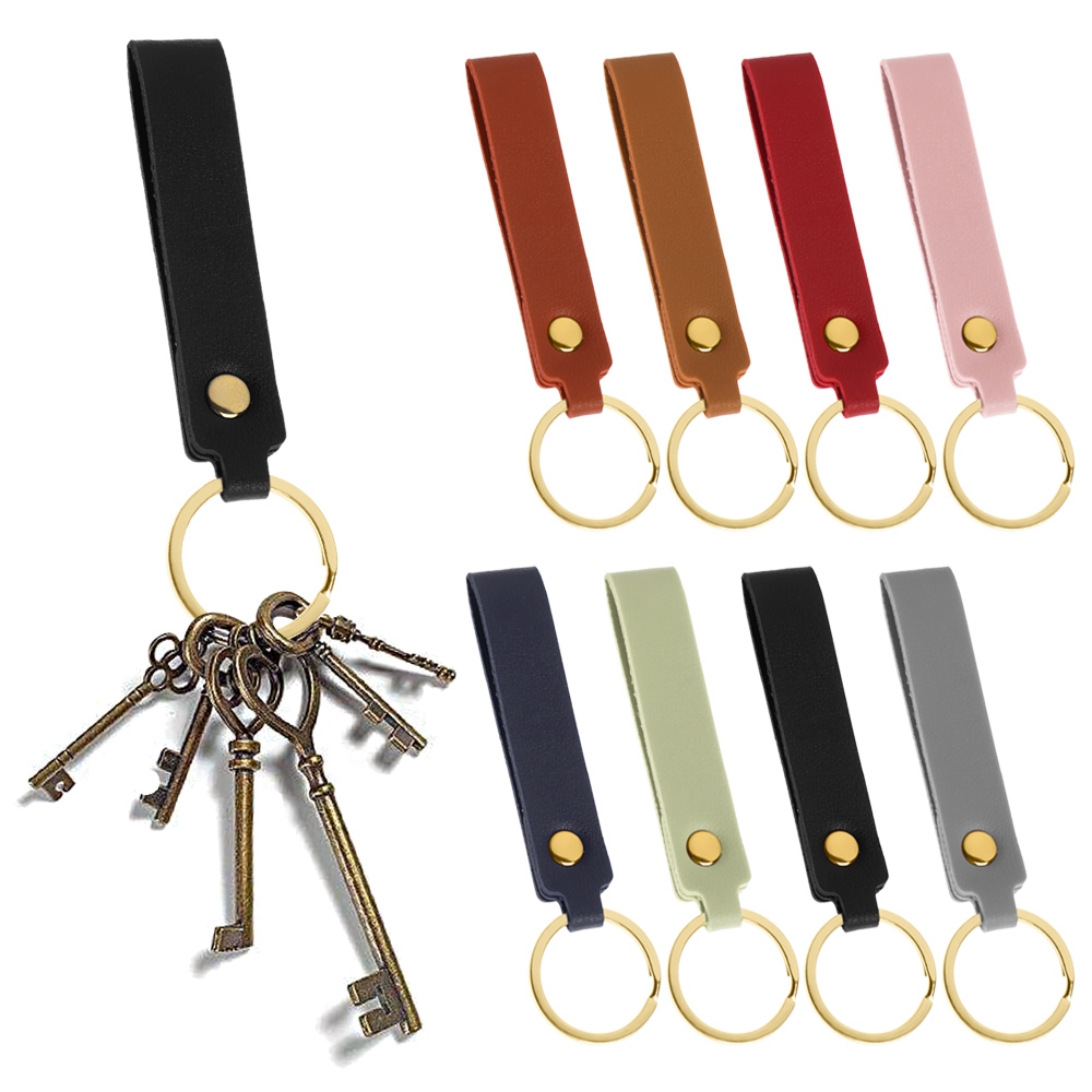 Móc Chìa Khóa Xe Hơi Bằng Da PU 8 Màu Thời Trang Có Móc Khóa Tiện Dụng