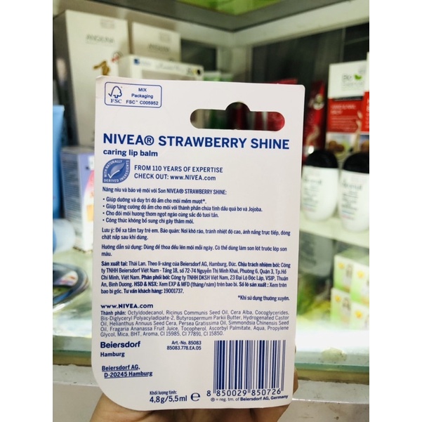 Son dưỡng nivea dâu 4.8G