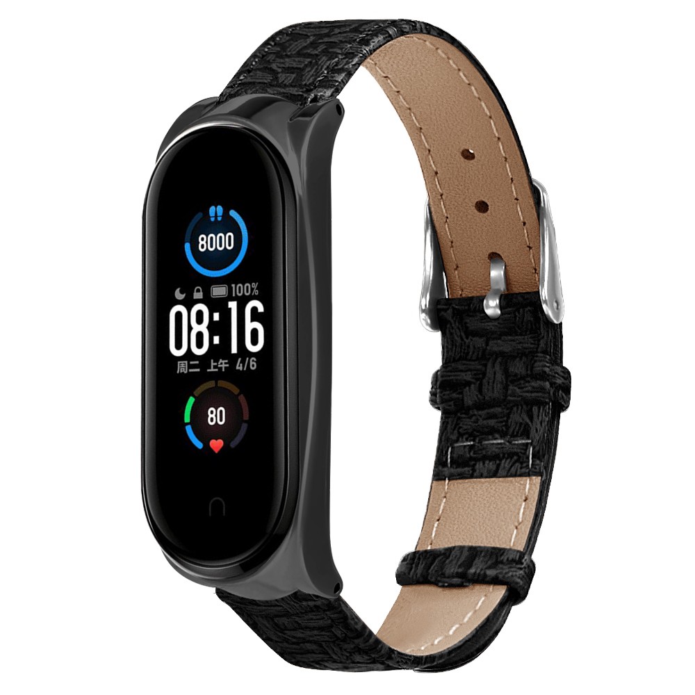Dây Đeo Thay Thế Chất Liệu Da + Khung Kim Loại Cho Mi Band 7 6 5 NFC Xiaomi Mi Band 3 4