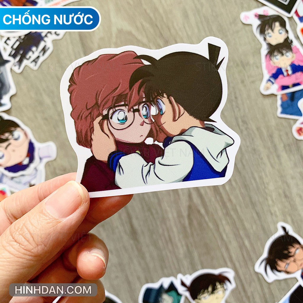 Sticker CONAN thám tử, tem dán chống nước dán trang trí góc học tập, laptop, đàn guitar, nón bảo hiểm