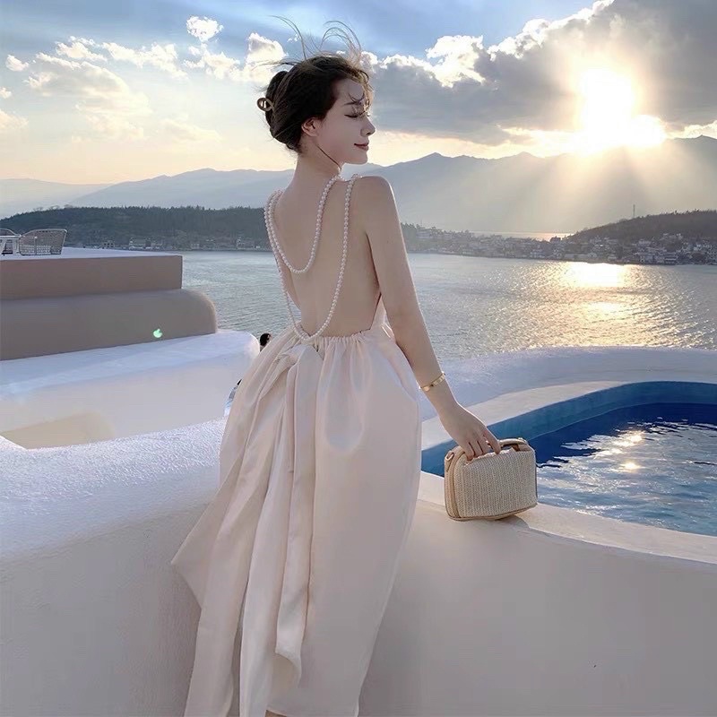 ĐẦM NUDE HỞ LƯNG ĐÍNH CƯỜM