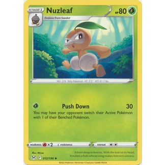Thẻ Bài Pokemon Nuzleaf - 012/196 - Uncommon