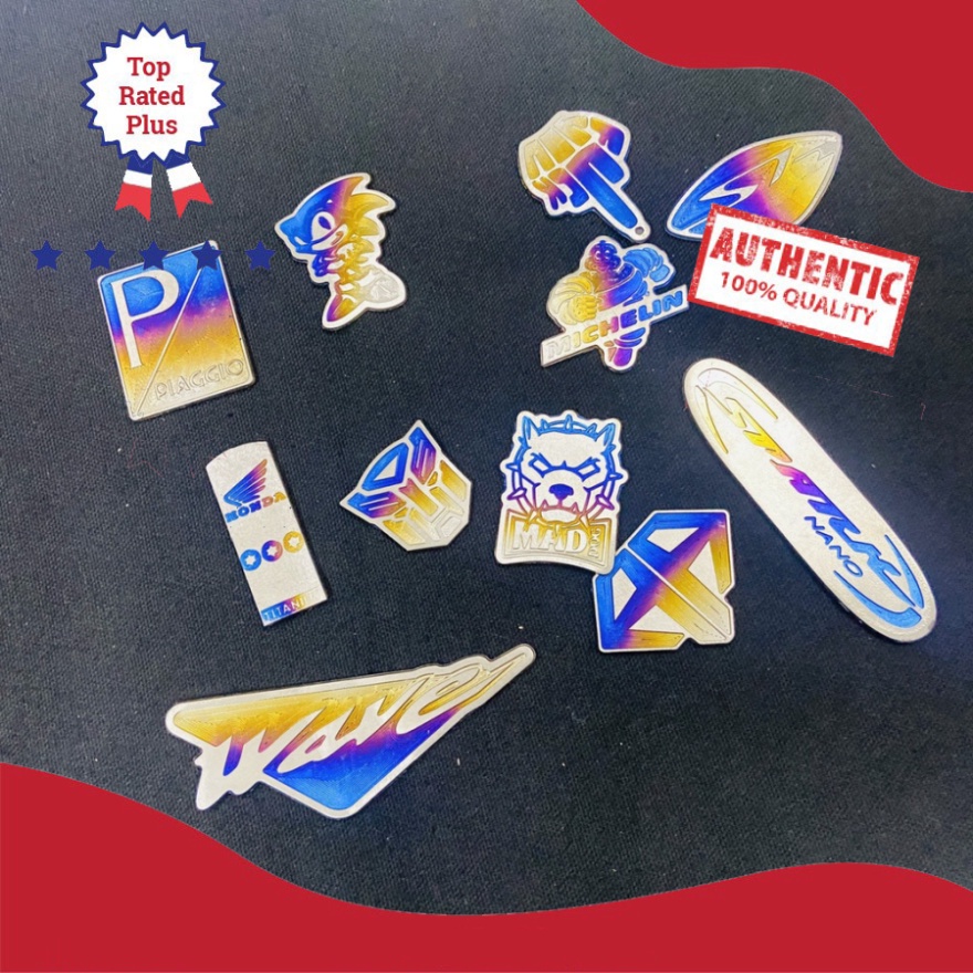 [HCM XẢ KHO MÙA DỊCH] Logo titan chữ WAVE, tem dán mặt nạ xe Wave Zx, Wave Anpha. WAVE THÁI 100, 110