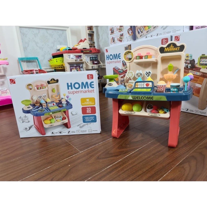 Quầy Bán Kem Mini Home Supermarket 33 Chi Tiết Giúp Bé Chơi Vui