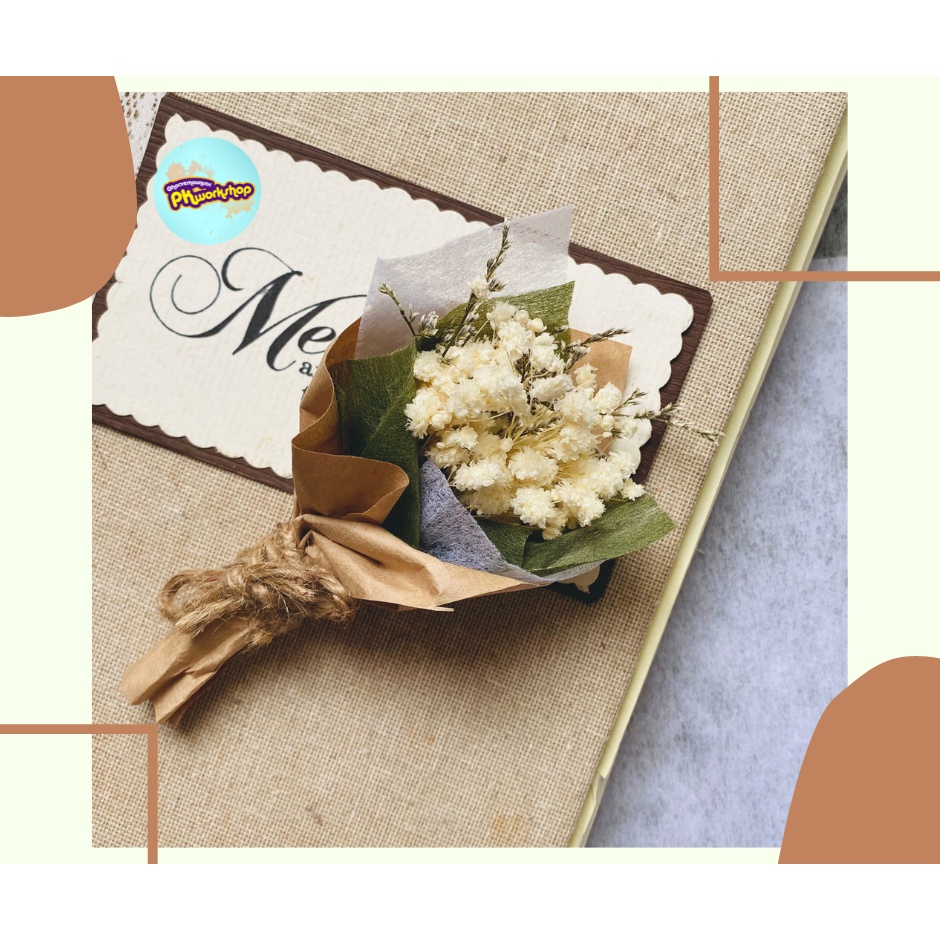 Bó hoa khô mini trang trí, decor, tone xanh