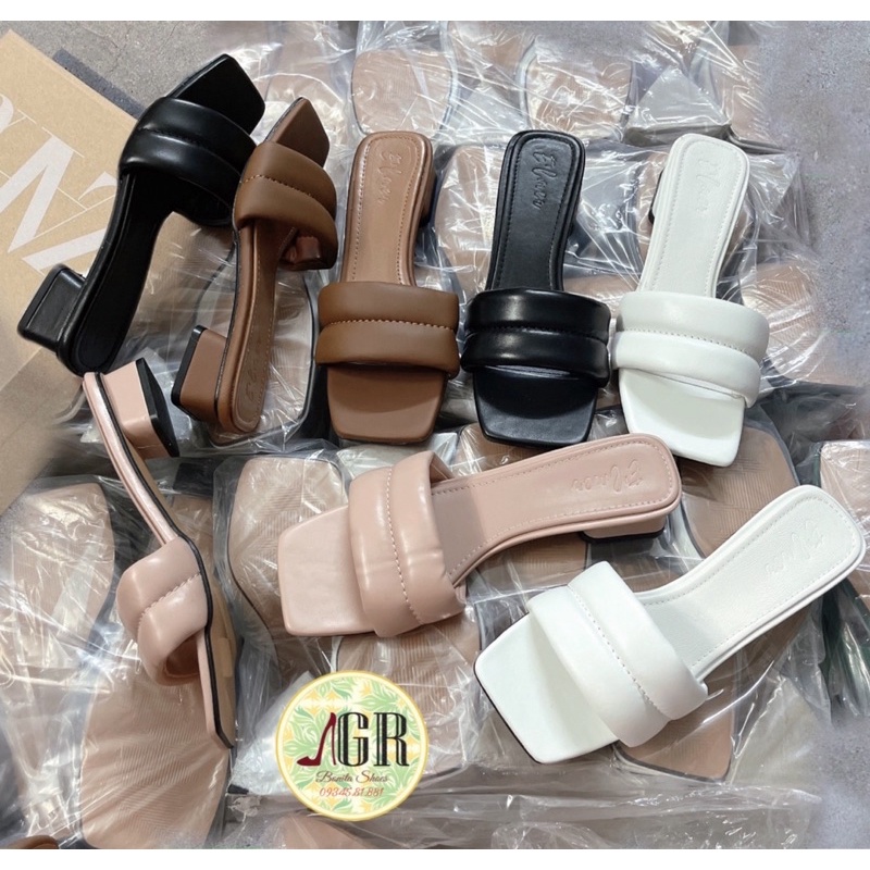 Guốc bản phồng viền giữa gót vuông 2 cm (hàng đẹp)