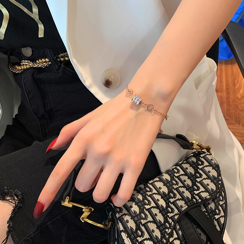 Vòng tay nữ 100% TITAN NGUYÊN CHẤT lắc tay nữ KHÔNG GỈ đính đá pha lê phong cách ins hàn quốc trang sức nữ thời trang