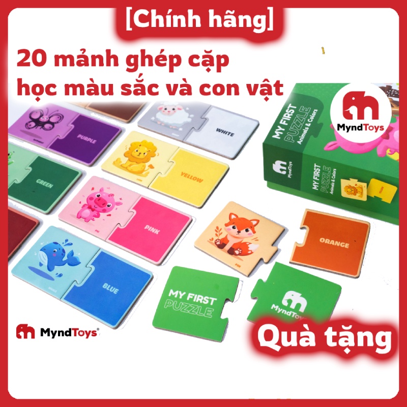 Đồ Chơi Xếp Hình MyndToys My First Puzzle - Animals and Colors (Chủ Đề Động Vật) Dành Cho Các Bé Trên 2 Tuổi