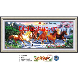 Tranh thêu chữ thập 3D mẫu ngựa MÃ ĐÁO THÀNH CÔNG. Kích thước: 144x61cm