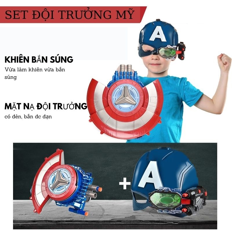 Khiên Captain America đồ chơi siêu nhân Marvel Avengers cho bé đóng vai đội trưởng Mỹ, quà tặng sinh nhật cho bé