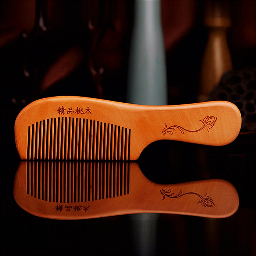 Lược Chải Tóc Bằng Gỗ Đào Tự Nhiên Chống Tĩnh Điện