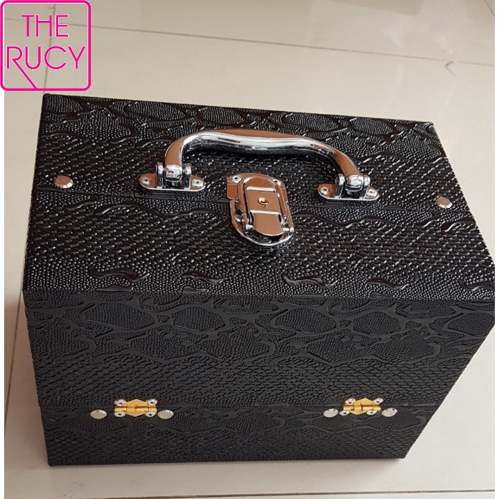 Cốp mỹ phẩm trang điểm cao cấp chuyên nghiệp The Rucy size 25x16x16cm có khóa an toàn