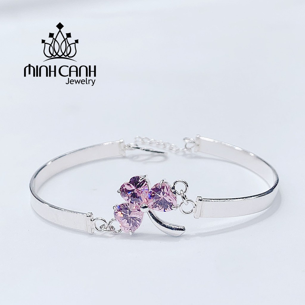 Vòng Tay Cỏ 3 Lá May Mắn Dạng Kiềng Cứng - Minh Canh Jewelry