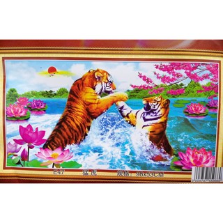 Tranh thêu chữ thập 2 con hổ E47