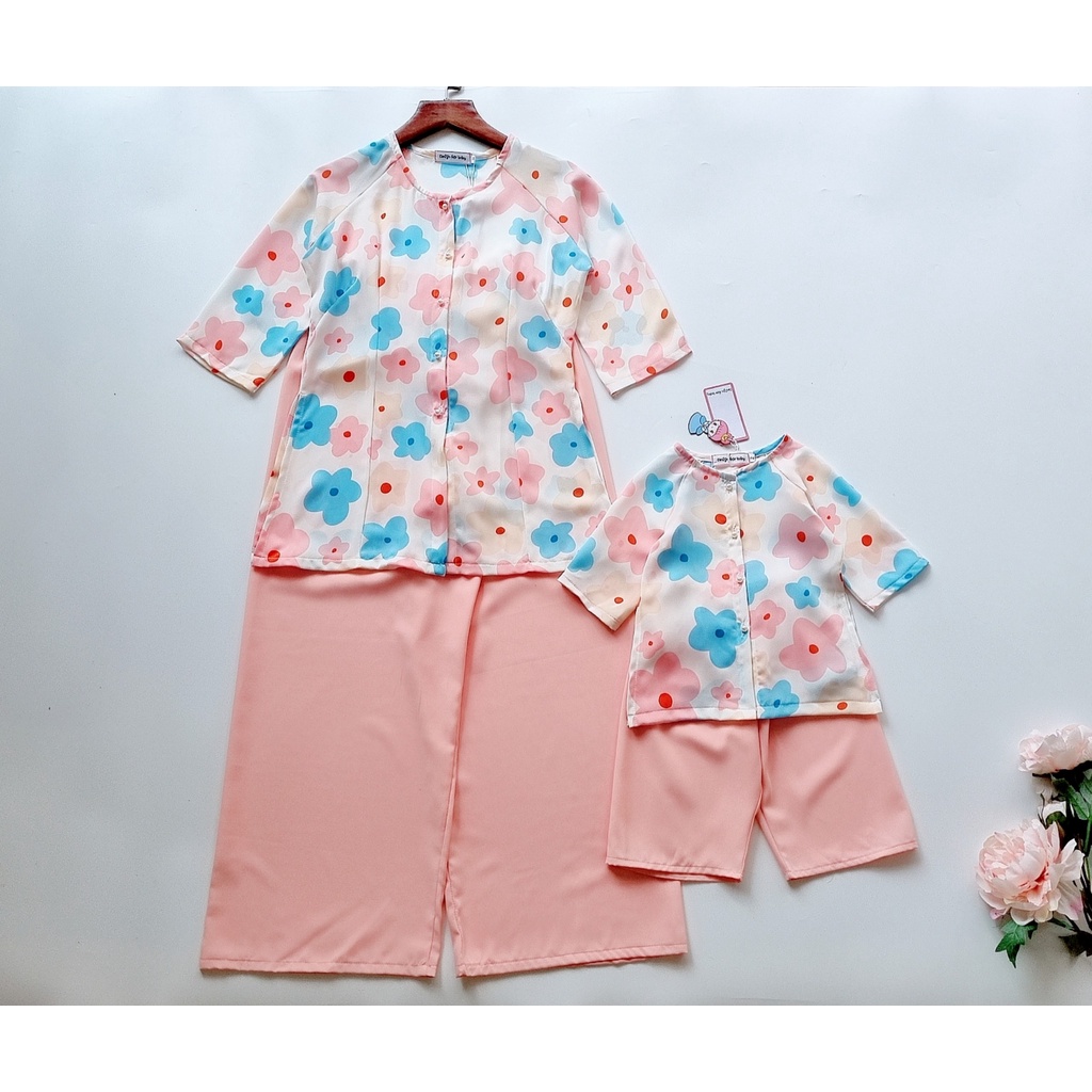 Set bộ bà ba hoa đào mẹ và bé