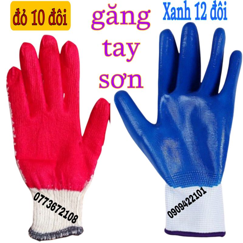 set găng tay sơn xanh 12 đôi , găng tay sơn đỏ 10 đôi