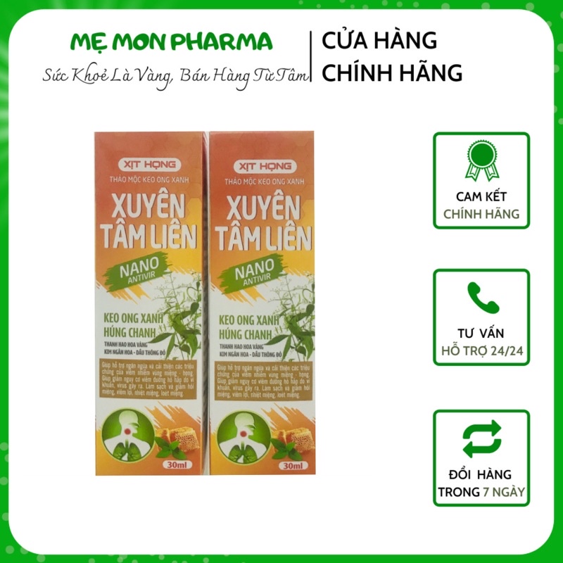 XUYÊN TÂM LIÊN-Xịt Họng Thảo Mộc Keo Ong Xanh(Chai 30ml) Kháng Khuẩn•Hỗ Trợ,Giảm Các Triệu Chứng Viêm Họng•Khử Mùi Hôi -