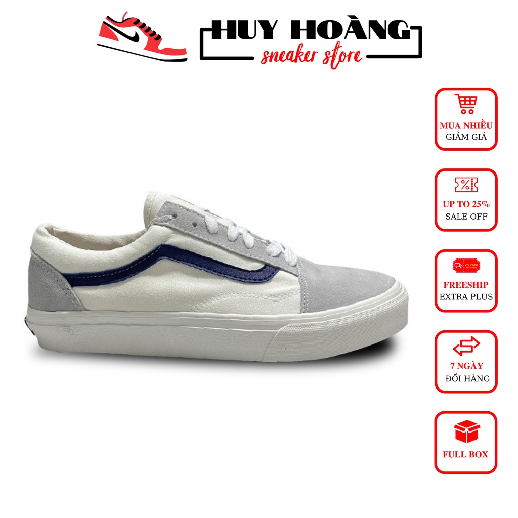 Giày 𝗩𝗮𝗻𝘀 Vault Old Skool Màu Xanh Navi - Giày thể thao nam nữ 𝗩𝗮𝗻𝘀 Vault Old Skool Full box bill