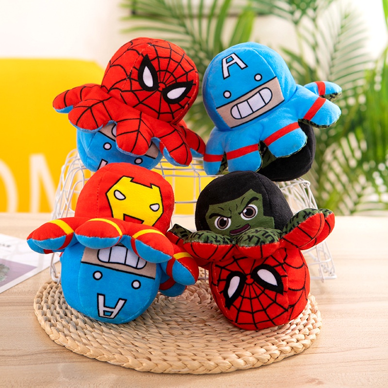 Đồ Chơi Nhồi Bông Lật Hai Mặt Hình Bạch Tuộc Avengers Iron Man Captain America Hulk Spiderman Hoạt Hình Cho Trẻ Em