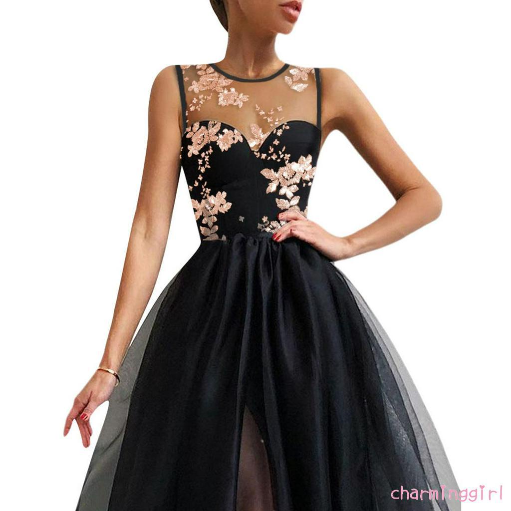 Đầm dài tay/ trễ vai/ không tay phối lưới thời trang cho nữ